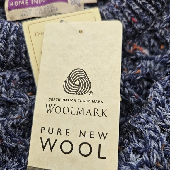 Highland Home Industries Large Sweater Blue Cable Knit 100% Pure New Wool - Picture 5 of 13